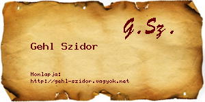 Gehl Szidor névjegykártya